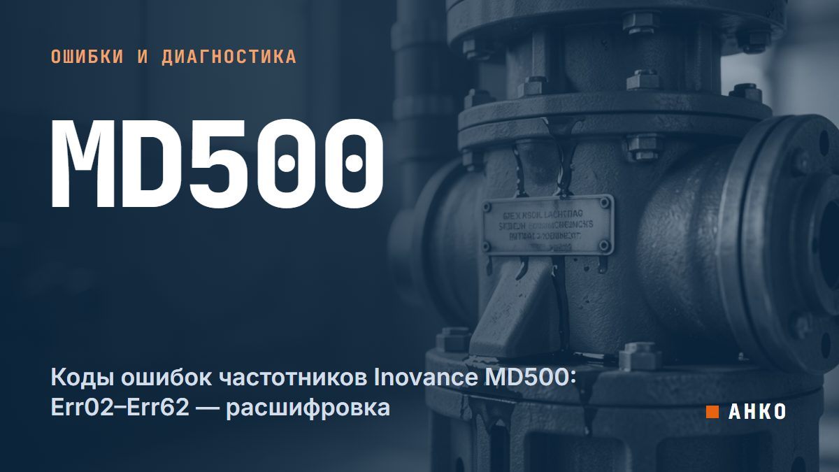 Коды ошибок частотников Inovance MD500: Err02–Err62 — расшифровка