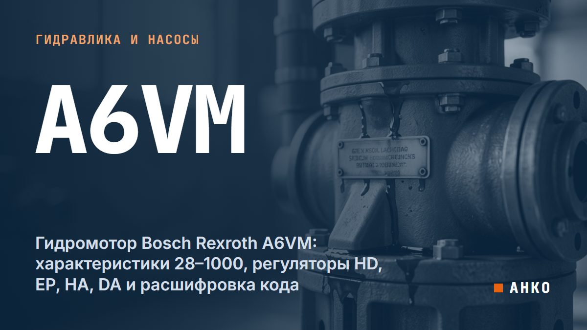 Гидромотор Bosch Rexroth A6VM: характеристики 28–1000, регуляторы HD, EP, HA, DA и расшифровка кода