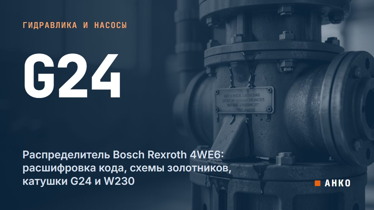 Распределитель Bosch Rexroth 4WE6: расшифровка кода, схемы золотников, катушки G24 и W230