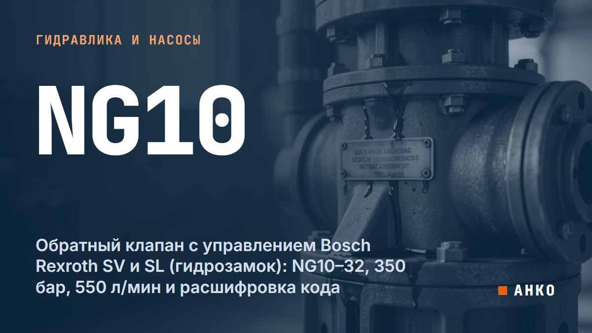Обратный клапан с управлением Bosch Rexroth SV и SL (гидрозамок): NG10–32, 350 бар, 550 л/мин и расшифровка кода