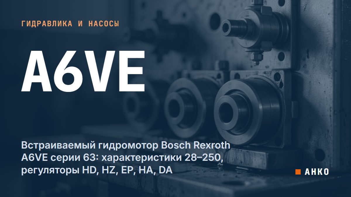 Встраиваемый гидромотор Bosch Rexroth A6VE серии 63: характеристики 28–250, регуляторы HD, HZ, EP, HA, DA