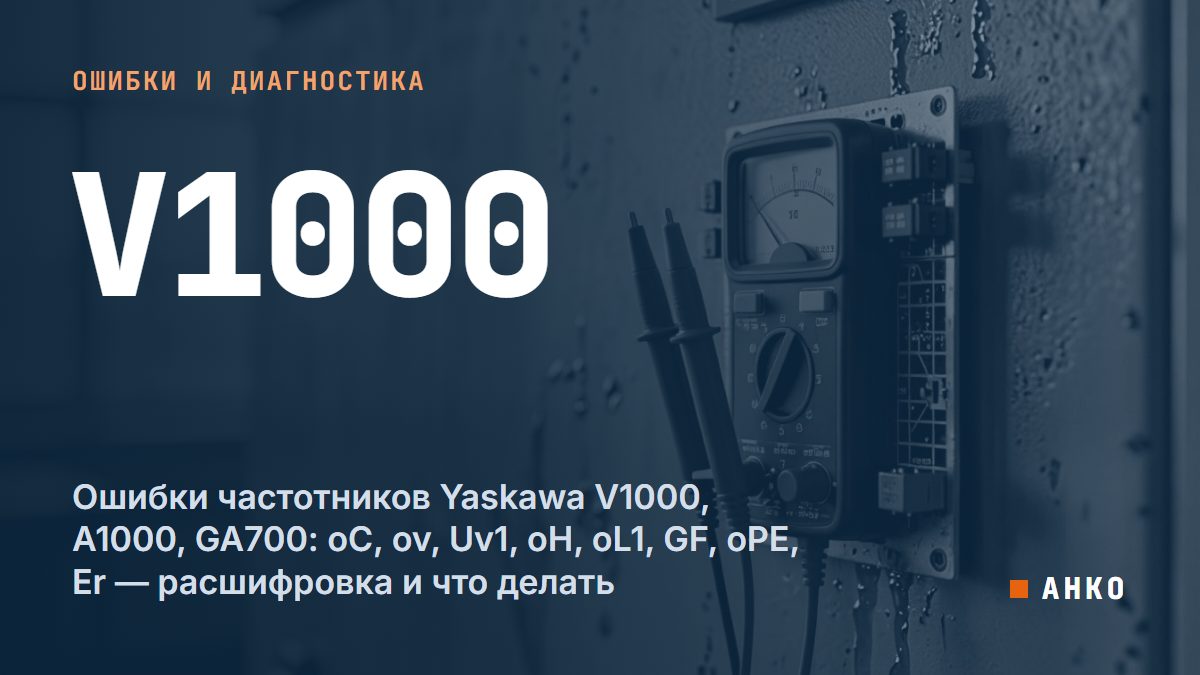Ошибки частотников Yaskawa V1000, A1000, GA700: oC, ov, Uv1, oH, oL1, GF, oPE, Er — расшифровка и что делать
