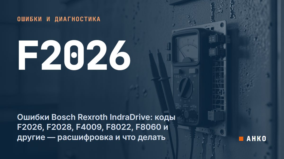 Ошибки Bosch Rexroth IndraDrive: коды F2026, F2028, F4009, F8022, F8060 и другие — расшифровка и что делать
