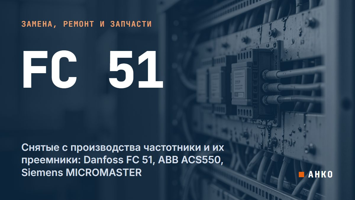 Снятые с производства частотники и их преемники: Danfoss FC 51, ABB ACS550, Siemens MICROMASTER