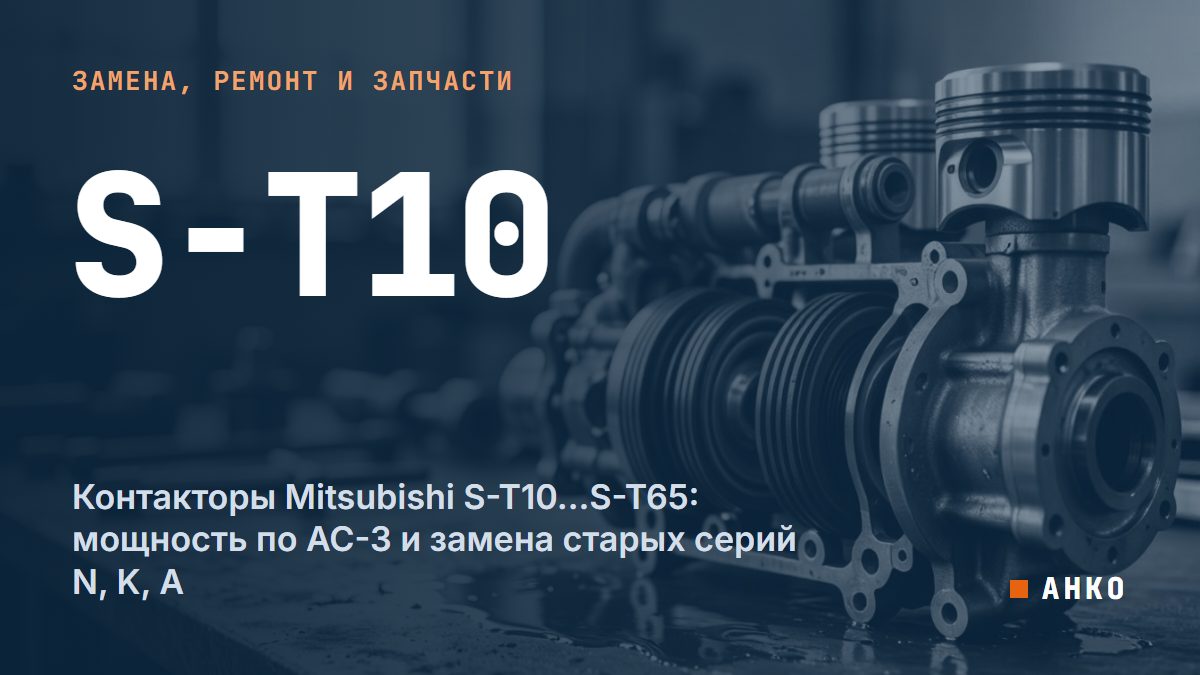 Контакторы Mitsubishi S-T10…S-T65: мощность по AC-3 и замена старых серий N, K, A