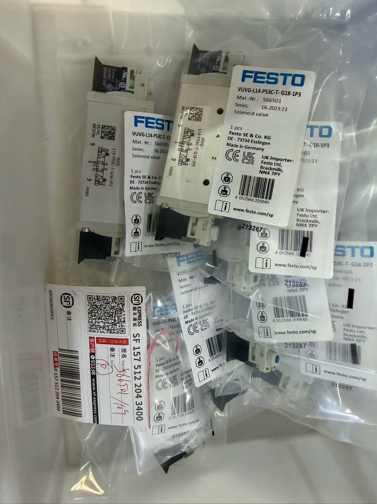 Электромагнитные клапаны Festo VUVG-L14-P53C-T-G18-1P3 — партия перед отправкой