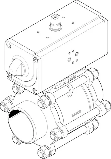 VZBA-4"-WW-63-T-22-F10-V4V4T-PP240-R-90-C Шаровой кран с приводом Festo