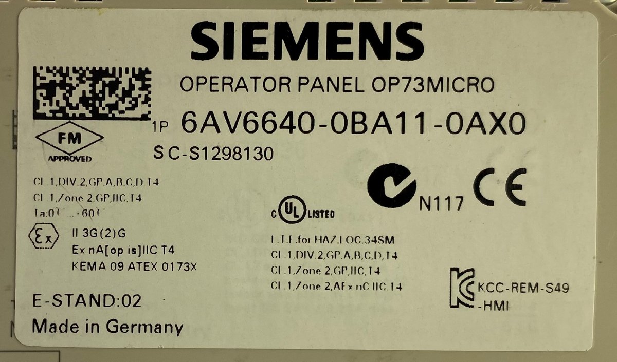Панель оператора Siemens SIMATIC S7-200 6AV6640-0BA11-0AX0