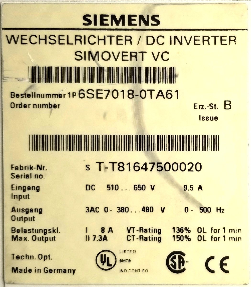 Привод постоянного тока Siemens 6SE7018-0TA61