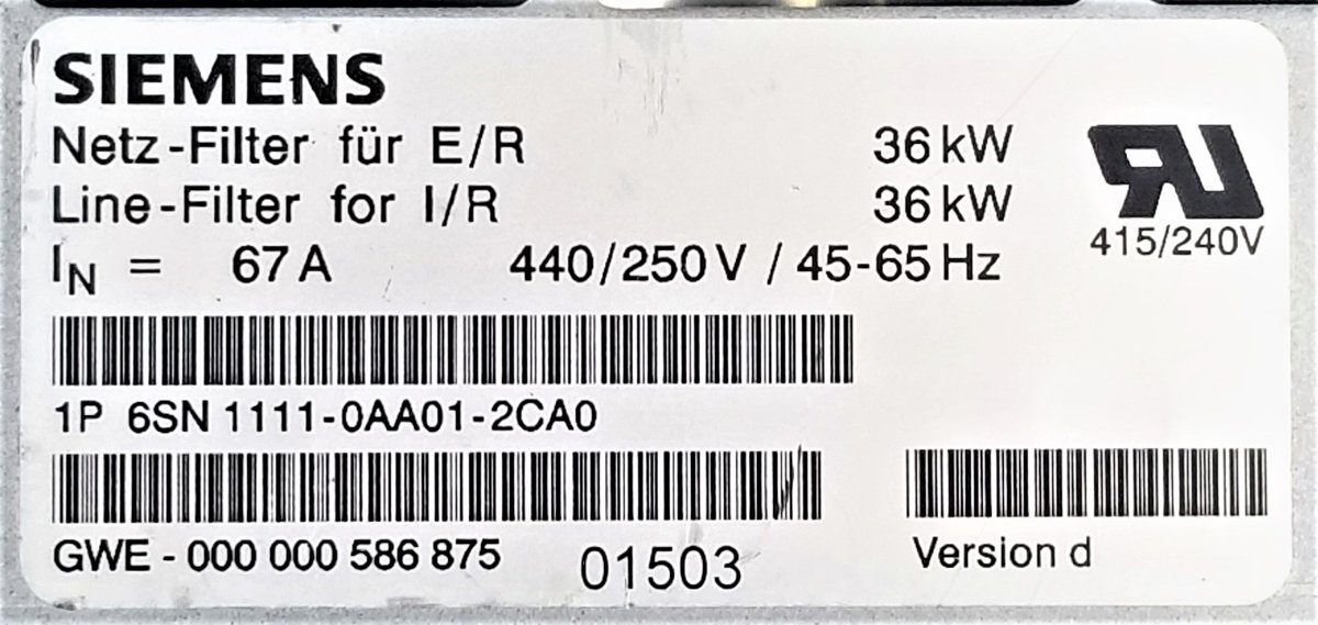 Фильтр / дроссель Siemens SIMODRIVE 6SN1111-0AA01-2CA0